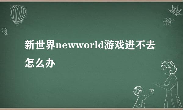 新世界newworld游戏进不去怎么办