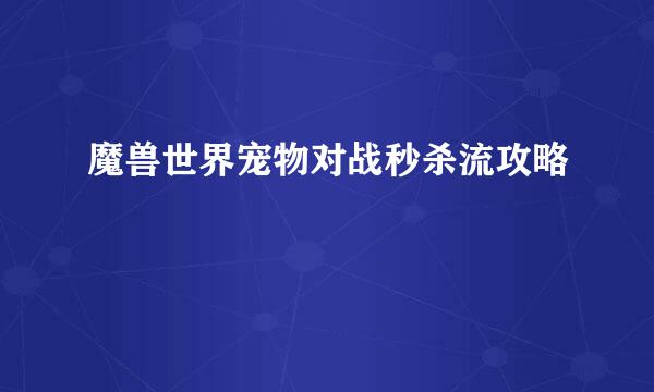 魔兽世界宠物对战秒杀流攻略
