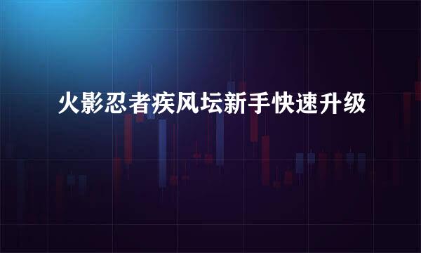 火影忍者疾风坛新手快速升级
