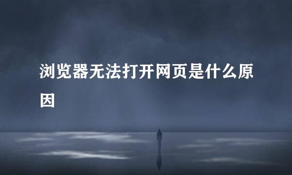 浏览器无法打开网页是什么原因