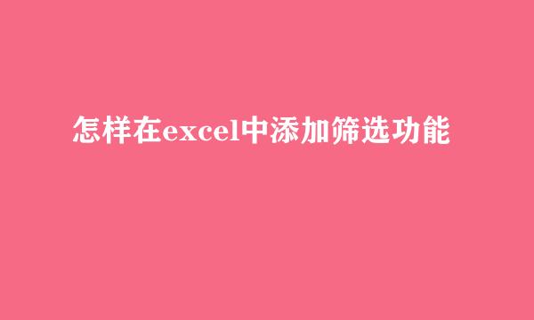 怎样在excel中添加筛选功能