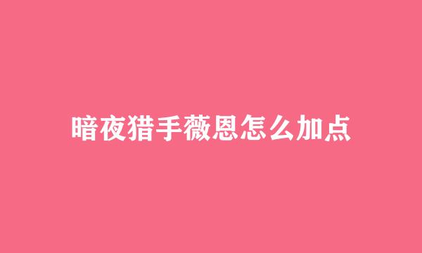 暗夜猎手薇恩怎么加点