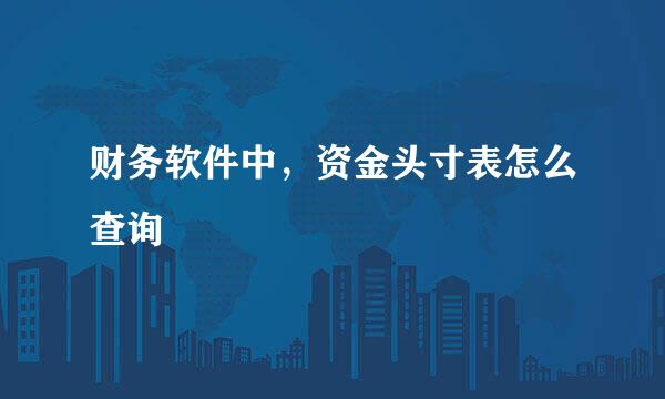 财务软件中，资金头寸表怎么查询