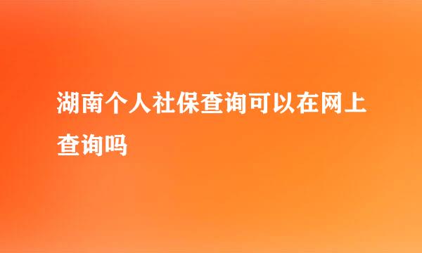 湖南个人社保查询可以在网上查询吗