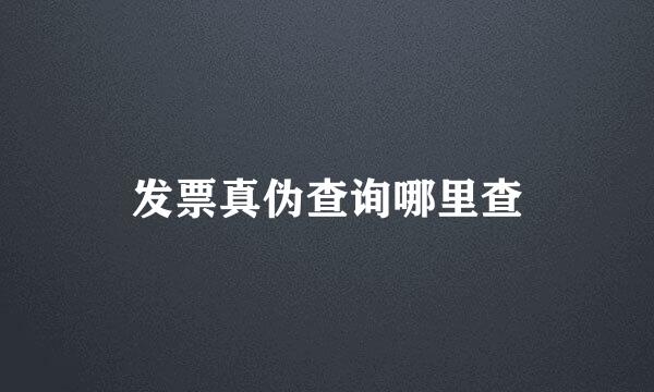 发票真伪查询哪里查