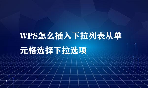 WPS怎么插入下拉列表从单元格选择下拉选项