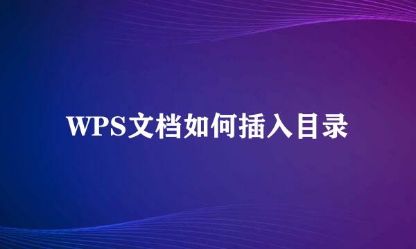 WPS文档如何插入目录