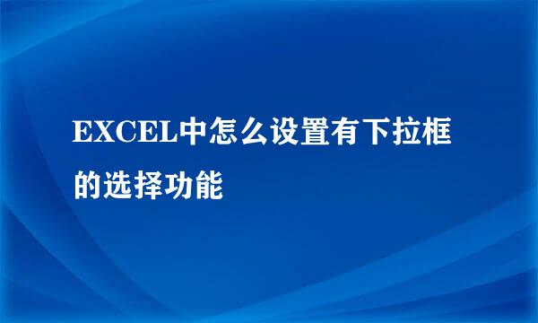 EXCEL中怎么设置有下拉框的选择功能