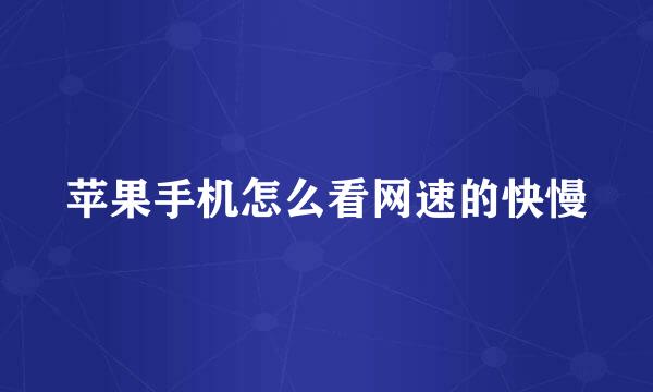 苹果手机怎么看网速的快慢