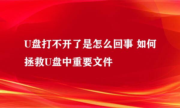 U盘打不开了是怎么回事 如何拯救U盘中重要文件