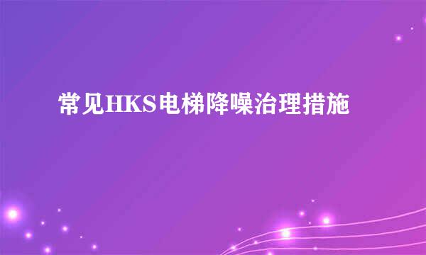 常见HKS电梯降噪治理措施