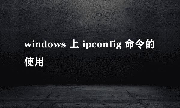 windows 上 ipconfig 命令的使用