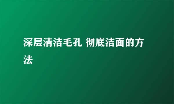 深层清洁毛孔 彻底洁面的方法