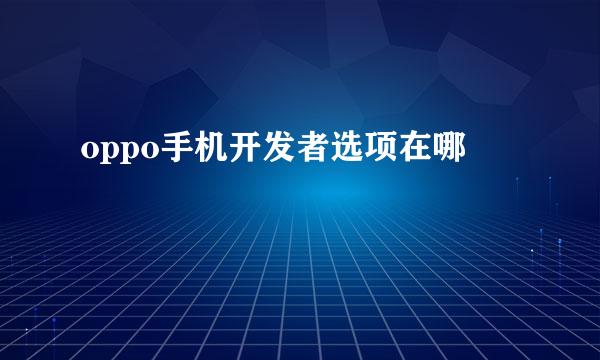 oppo手机开发者选项在哪