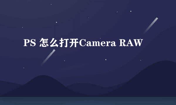 PS 怎么打开Camera RAW