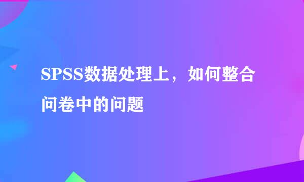 SPSS数据处理上，如何整合问卷中的问题