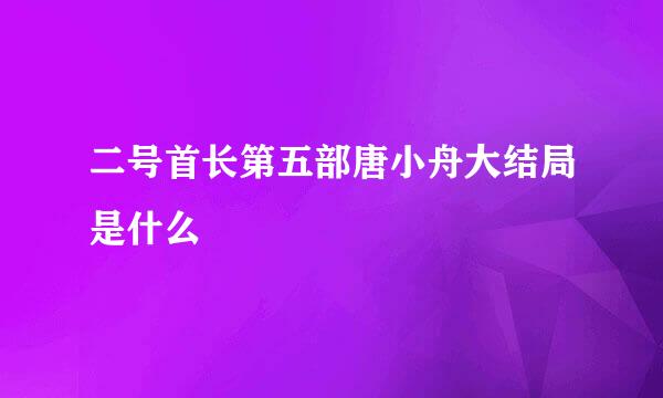 二号首长第五部唐小舟大结局是什么