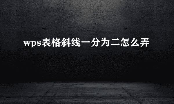 wps表格斜线一分为二怎么弄