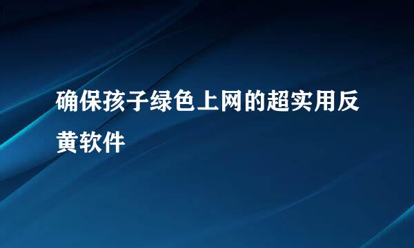确保孩子绿色上网的超实用反黄软件