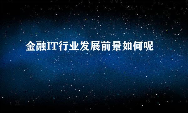 金融IT行业发展前景如何呢