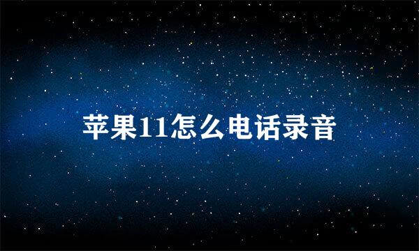 苹果11怎么电话录音