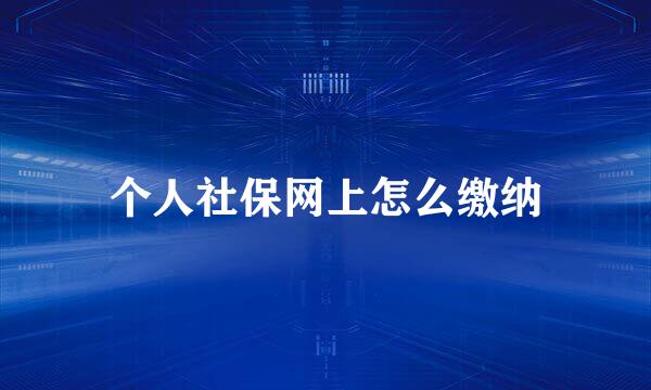 个人社保网上怎么缴纳