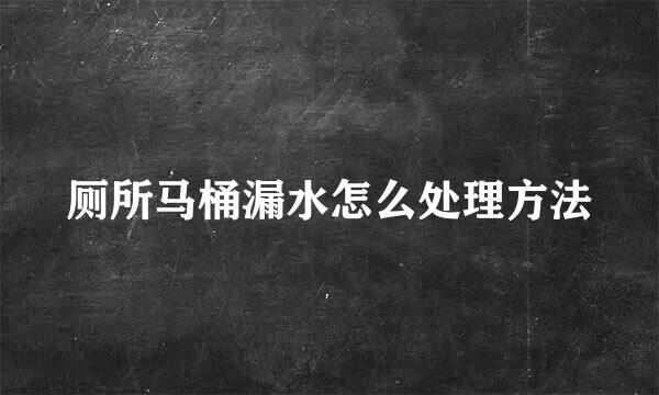 厕所马桶漏水怎么处理方法