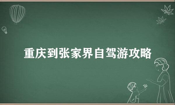 重庆到张家界自驾游攻略