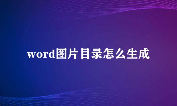 word图片目录怎么生成