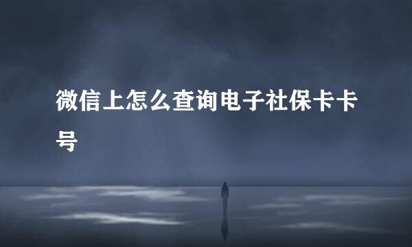 微信上怎么查询电子社保卡卡号