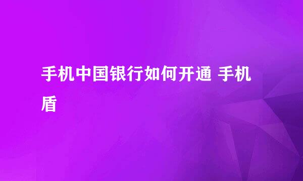 手机中国银行如何开通 手机盾