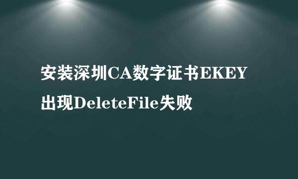 安装深圳CA数字证书EKEY出现DeleteFile失败