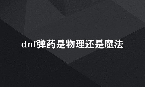 dnf弹药是物理还是魔法