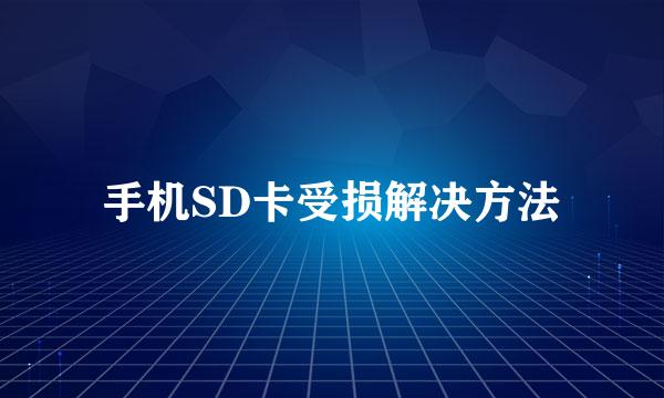 手机SD卡受损解决方法