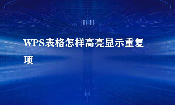 WPS表格怎样高亮显示重复项