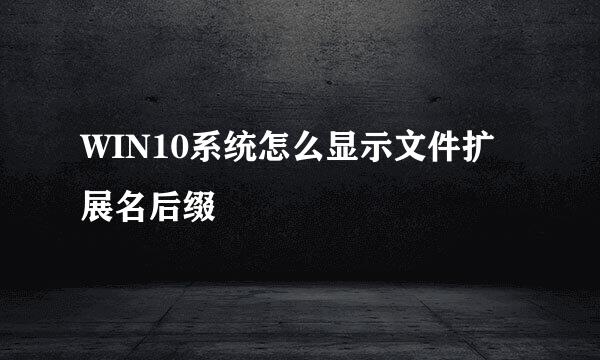 WIN10系统怎么显示文件扩展名后缀