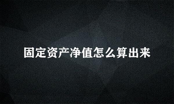 固定资产净值怎么算出来