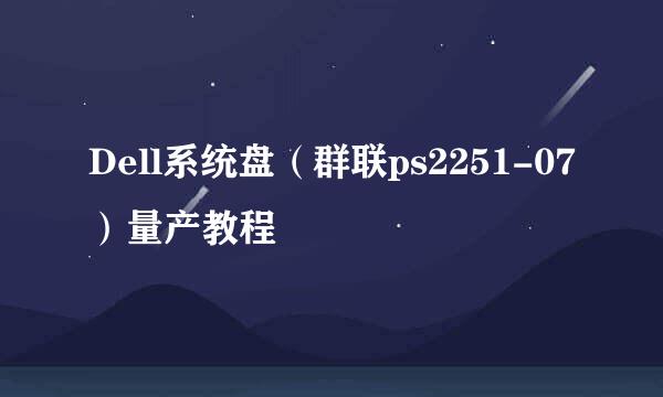 Dell系统盘（群联ps2251-07）量产教程