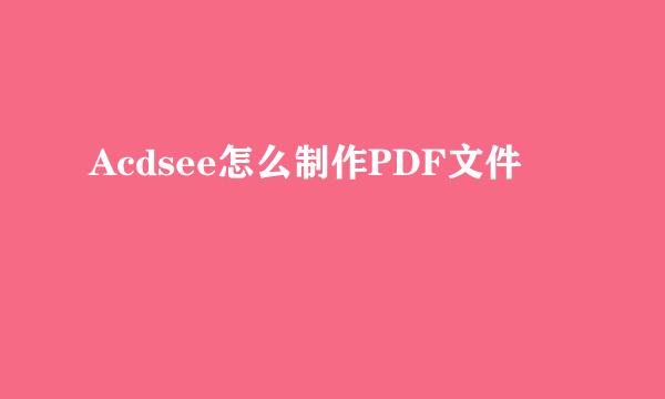 Acdsee怎么制作PDF文件