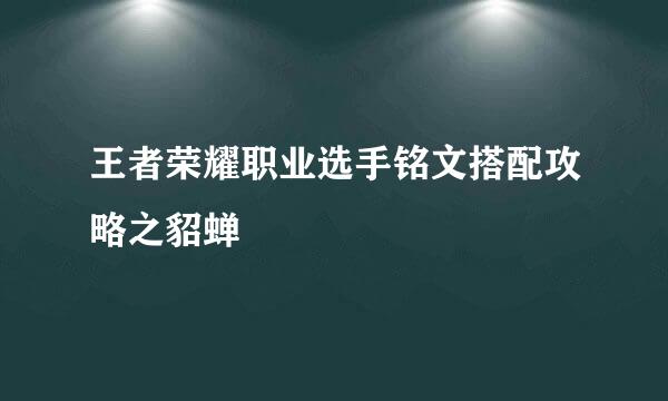 王者荣耀职业选手铭文搭配攻略之貂蝉