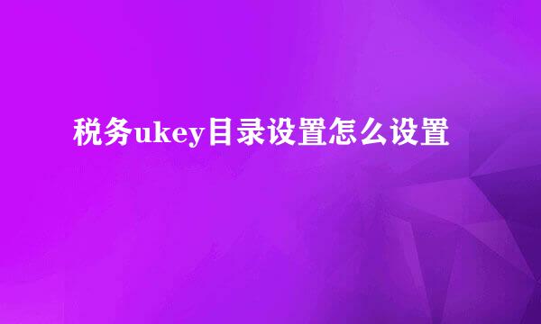 税务ukey目录设置怎么设置