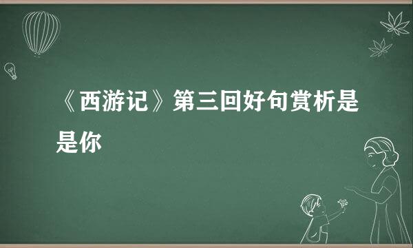 《西游记》第三回好句赏析是是你
