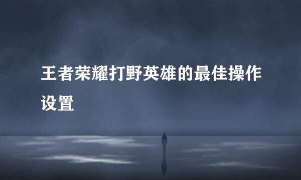 王者荣耀打野英雄的最佳操作设置
