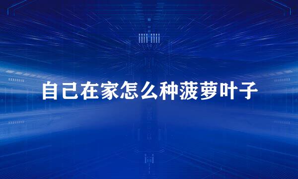 自己在家怎么种菠萝叶子