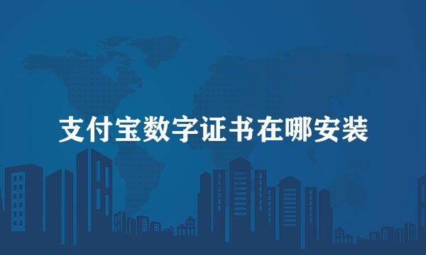 支付宝数字证书在哪安装