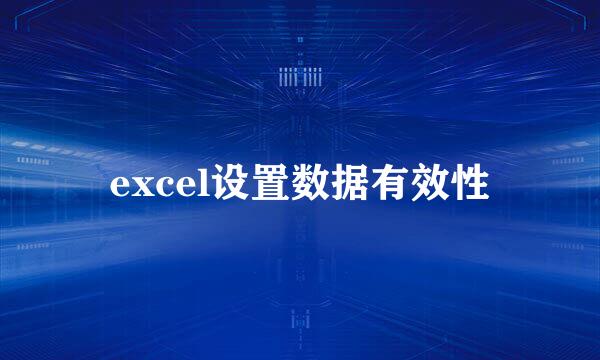 excel设置数据有效性