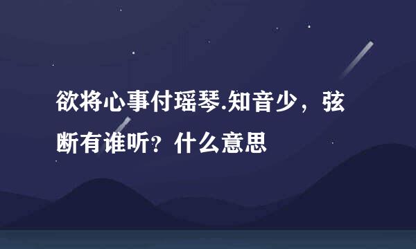 欲将心事付瑶琴.知音少，弦断有谁听？什么意思