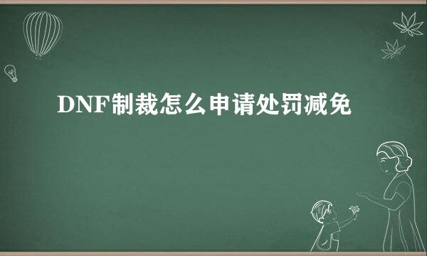 DNF制裁怎么申请处罚减免