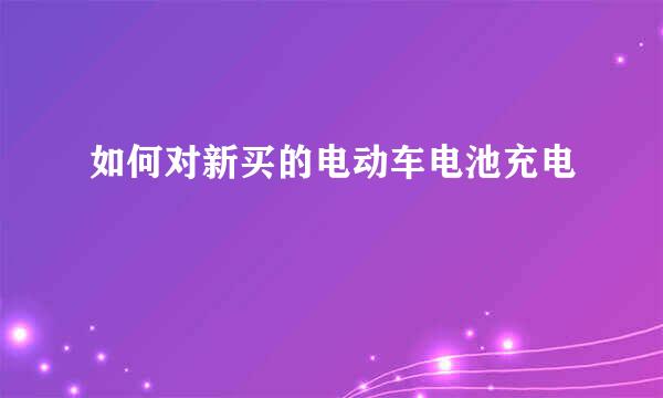 如何对新买的电动车电池充电