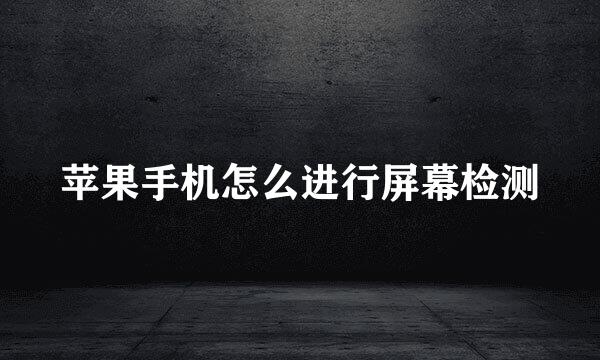 苹果手机怎么进行屏幕检测